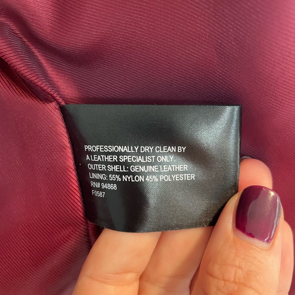 Bernardo, Petite Small, dark red leather jacket snap closure lined lightweight - Picture 9 of 9